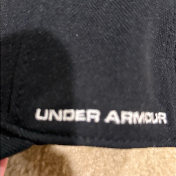 Youth Under Armour Black Hat with White Logo - Picture 2 of 5